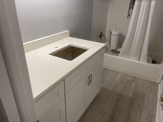 Flooring in the bathroom area