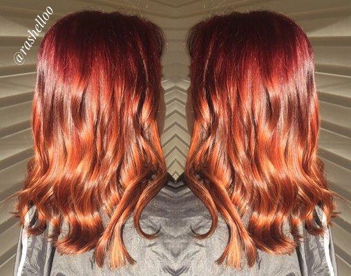 Intense red ombré