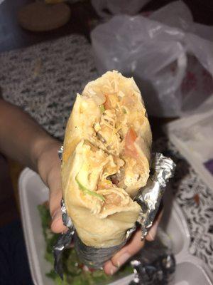 Money shot of the chicken mission burrito.