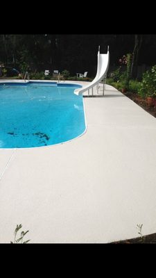 Concrete Pool Deck resurfaced with Acryfin Coatings