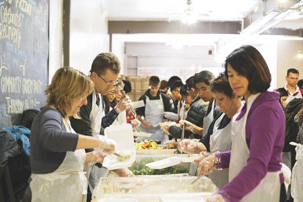 Meal Prepping at the Rescue Mission, 140 Turk Street.