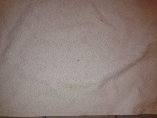 This was a fresh towel...stained while also having someone's hair on it!!!