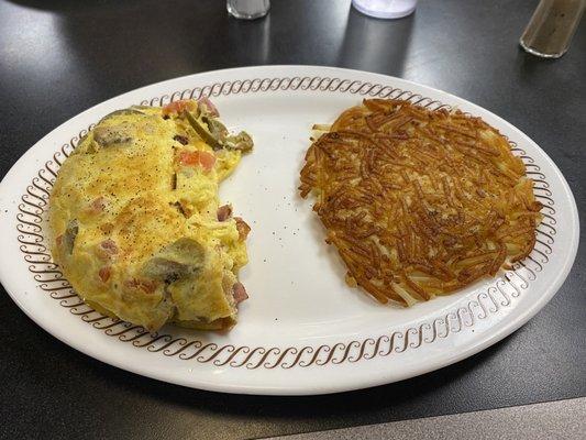 Fiesta omelette with crispy hash browns