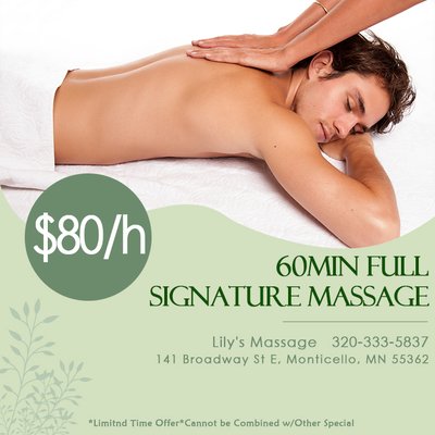 Only $79.99 - 60Min Full Body Massage