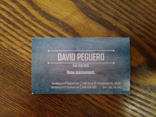 David peguero home improvement 6469180181