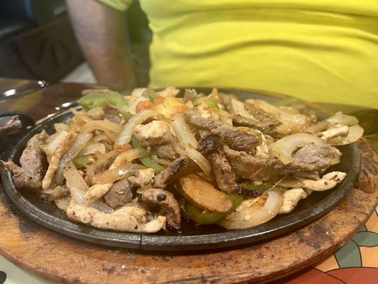 Steak and chicken fajitas