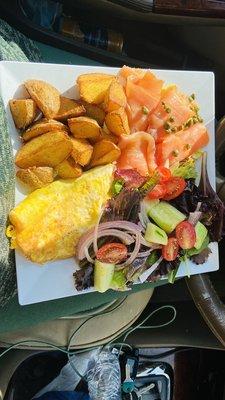 Breakfast plate with smoked salmon