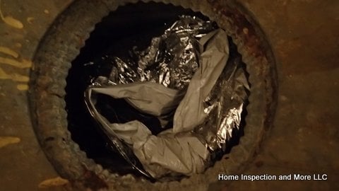 Open all floor registers and check condition of the connections. This is a loose flex duct located in the crawlspace...