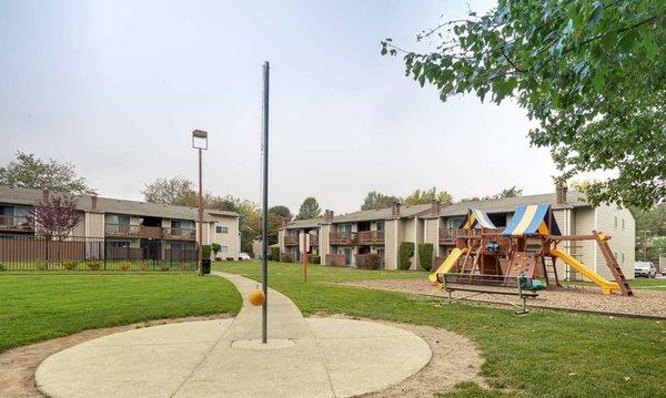 Tetherball court and playground