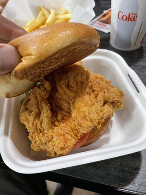 Chicken bigger than the buns (|{}|)