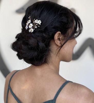 Can we just take a moment and appreciate this beautiful bridal updo. Hair by: Harlie