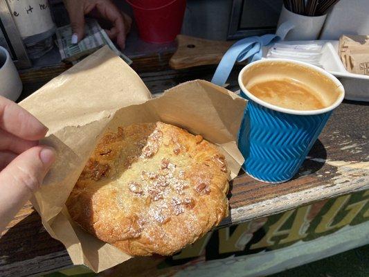 Almond danish and cappuccino