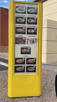 Menu at drive thru