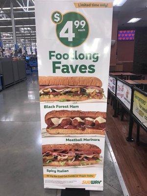 5 Footlongs on special for only $4.99!