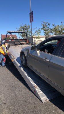 Clinton helping us get our car to auto body shop