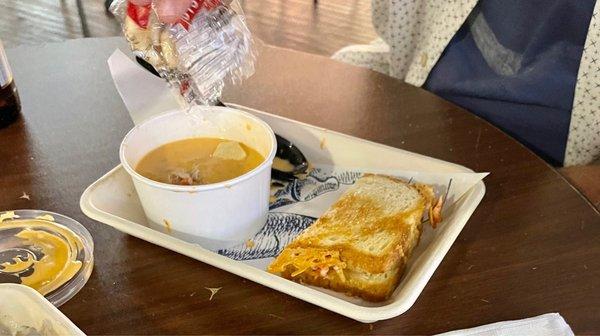 Lobster grilled cheese and lobster bisque