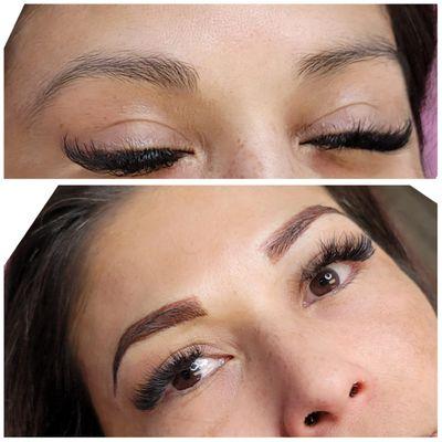 Bold Ombré Brows in a medium brown for this beautiful lady.