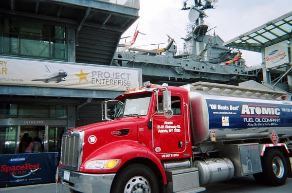 Atomic Fuel Oil Company delivering diesel to Intrepid Sea Air and Space Museum in Manhattan, NY