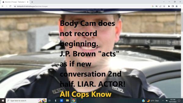 Did not record 1st half of conversation. J.P. Brown faked an arrest.