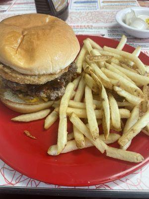 The Duke burger and fries