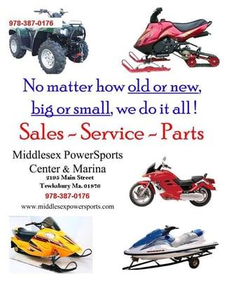 Bring us your Snowmobile, Dirtbike, ATV, Jet-ski, Outboard Motor, or Sterndrive, and we can repair, or sell you whatever u need!