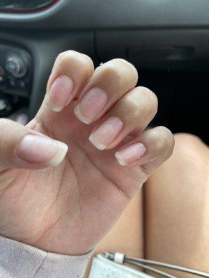 Nails not soaked off properly