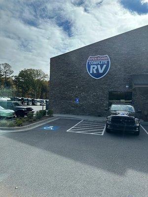 Outside entrance to Open Roads Complete RV in Acworth, Georgia.