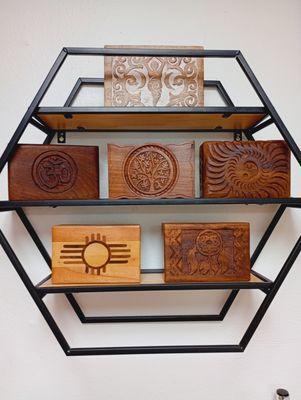 Hand carved Cedar boxes