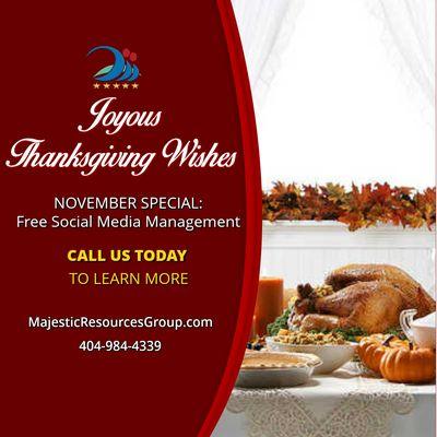 Don't Be A Turkey!  Take Advantage of our November Special Today!