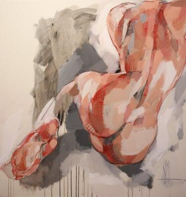 "Back," mixed media on canvas, by Victoria Loeb