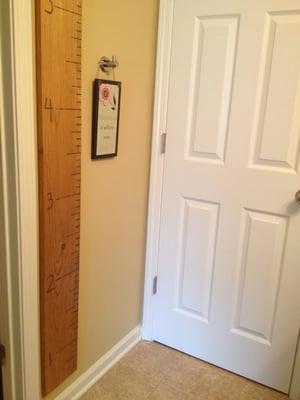 Growth chart ruler, available in several stain finishes. Call (770) 362-6289 to order!