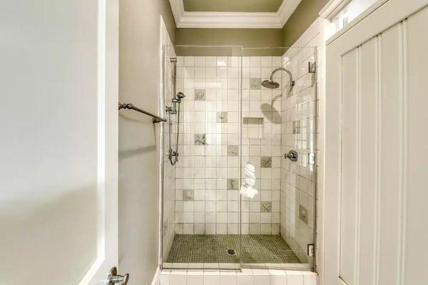 8. Custom bathroom showers with tile patterns