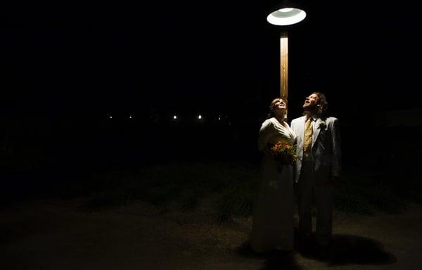 Under the lightpost at Cornerstone Gardens.