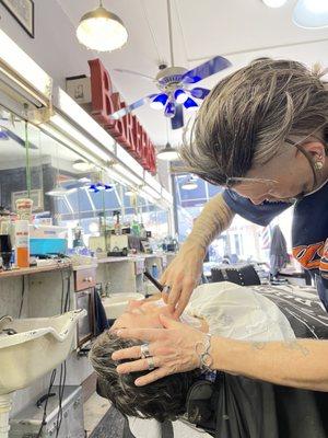 Straight razor shave.