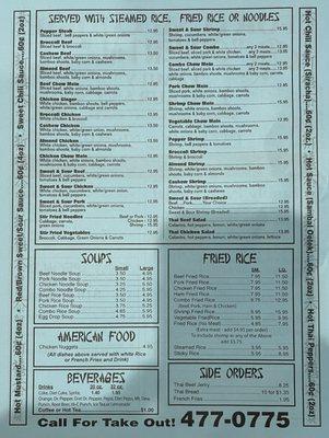 Menu back