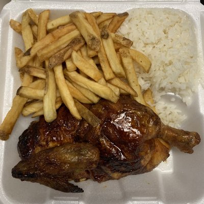 1/2 Peruvian Rotisserie Chicken, Fries & Rice