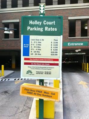 Entrance sign with rates