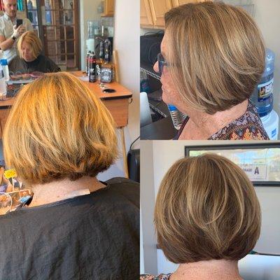 Before and after cut and color