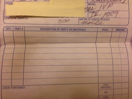 The buzzing sound or "Noise" as he wrote, is the only description on the ticket which is vague and sketchy. No info in the description part.