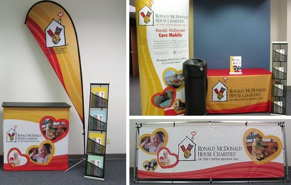 Ronald McDonald House Charities Specialty Event - Design by AM&J Digital Banner Stand, Table Throw, Flag, Fabric Podium, Mons...