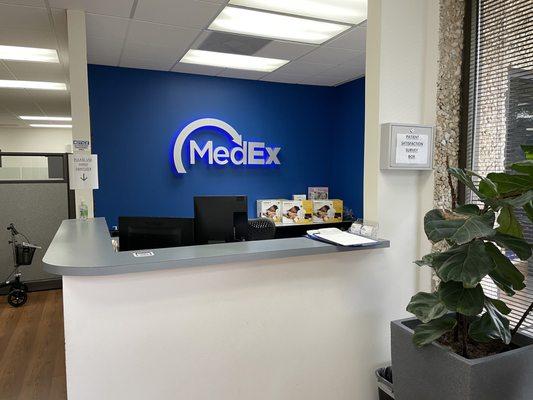 Reception desk inside MedEx Office