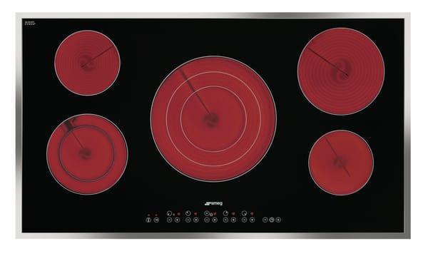 S2951CXU - 36" ceramic cooktop with stainless steel frame. Black gas "suprema" woth soft touch. One extended oval fishburner.