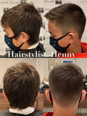 Boy's haircut by our hairstylist: Henny