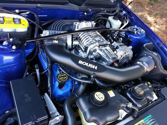 oooh that Roush. What a beautiful car. The engine compartment received a full steam cleaning and waxing.