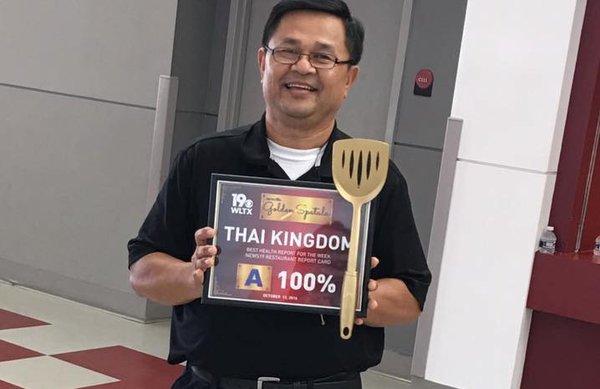 Sam Srisuwan, business owner/manager, won the Golden Spatula Award for receiving 100% on the DHEC scores.