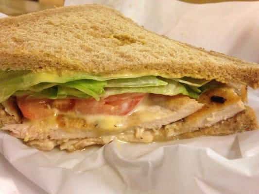 Grilled chicken sandwich! Two patties on whole wheat!!