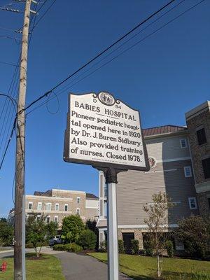 Babies Hospital Historical Marker near Wrightsville Beach, Wilmington