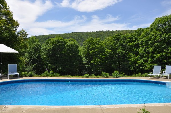 saline pool -- no chlorine!! absolute serenity!