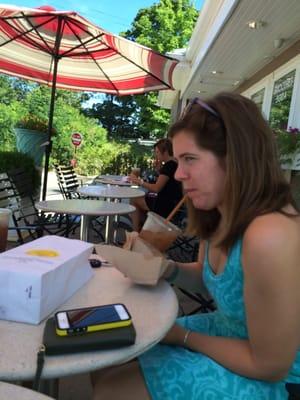 Outside seating with some iced coffees. This friend is definitely single and ready to mingle.