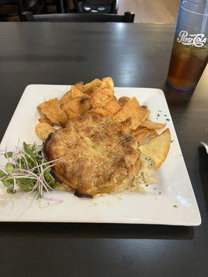 Chicken Pot Pie from Strong Arm Bakery with house chips